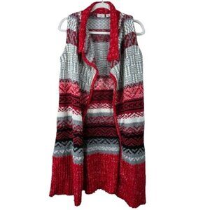 VTG Y2K 00s Cato Drapey Southwestern Duster Blanket Knit Open Cardigan Med Boho